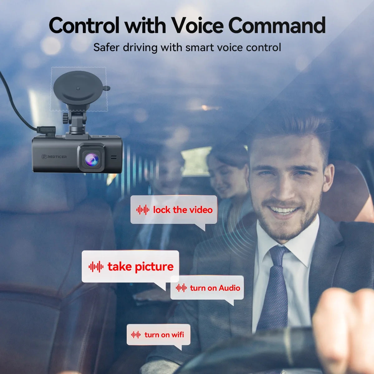 Dash Cam Front and Rear, Touch Screen Dash Camera with Wifi GPS, Voice Control, 4K Dashcam with Super Night Vision, WDR, 24H Parking Mode, Vehicle, Free 64GB Card
