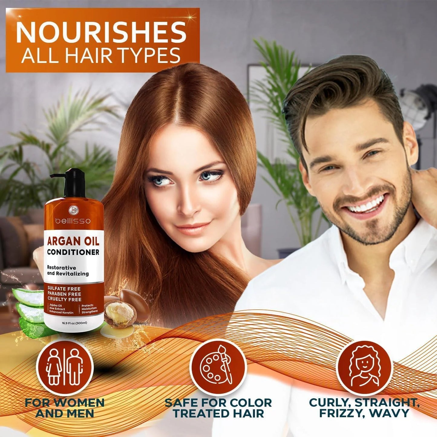 Sulfate-Free Argan Oil Conditioner with No Parabens, Enriched with Moroccan Botanicals