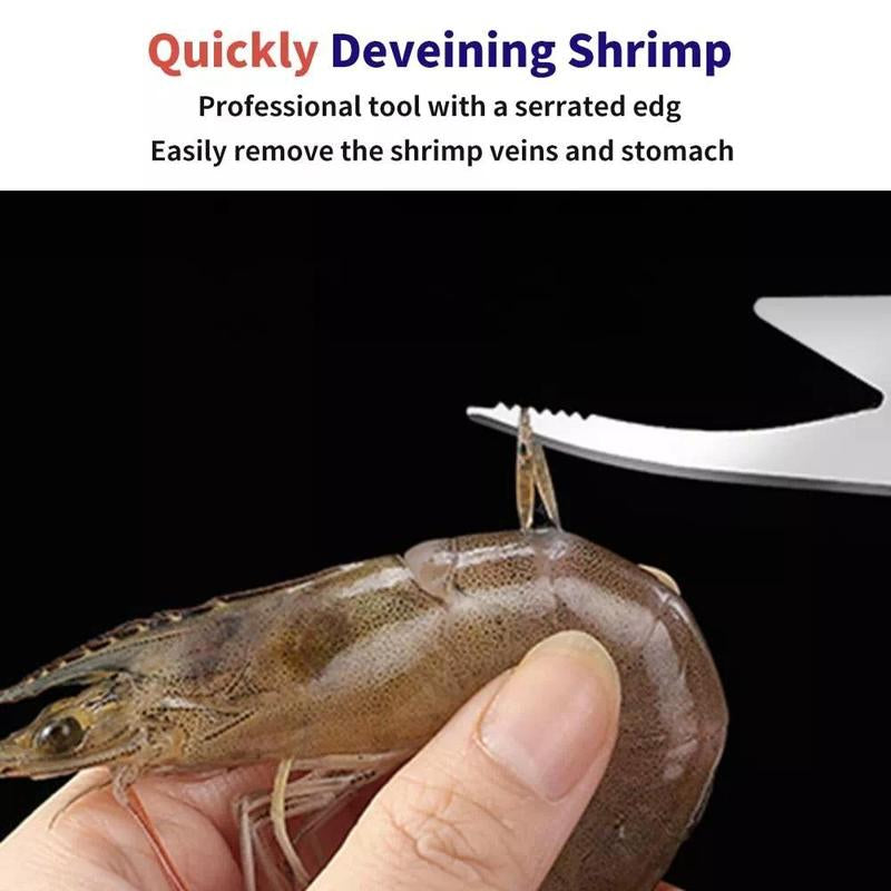 2-PCS Stainless Steel Shrimp Line Knife Clean Intestines Dissect Fish Belly Remove Small Tools Open Back Tip Peeling