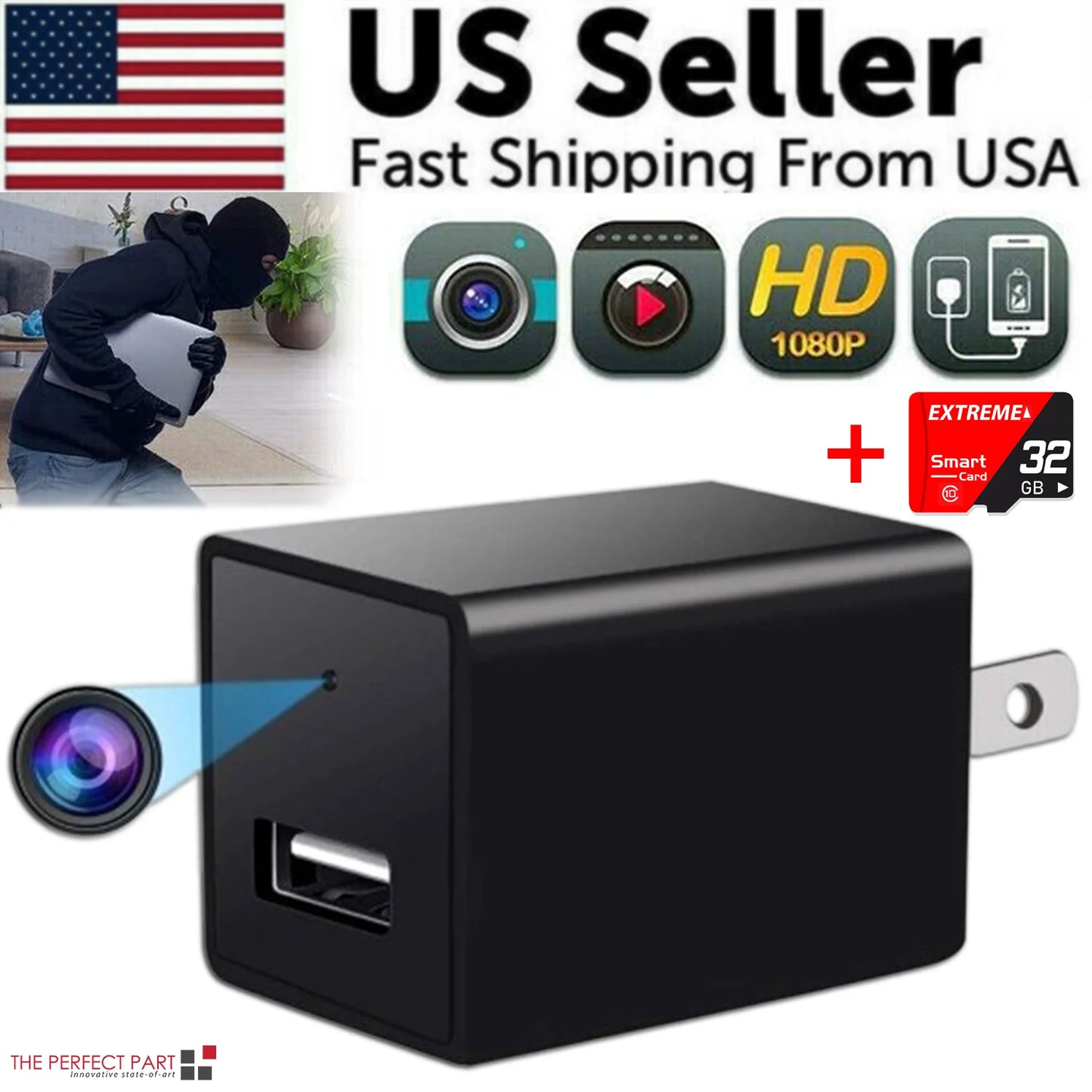 Full HD 1080P Mini Hidden Camera for Home Security with Night Vision and Audio Recording