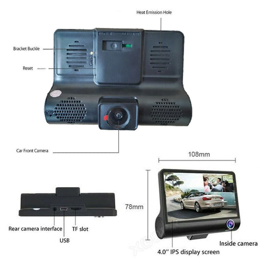 1080P Dual Lens HD Car Dash Cam with G-Sensor and Rearview Recording 기능