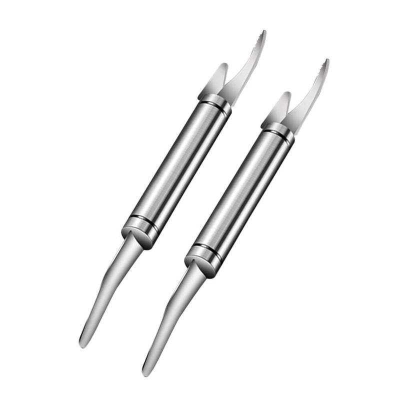 2-PCS Stainless Steel Shrimp Line Knife Clean Intestines Dissect Fish Belly Remove Small Tools Open Back Tip Peeling