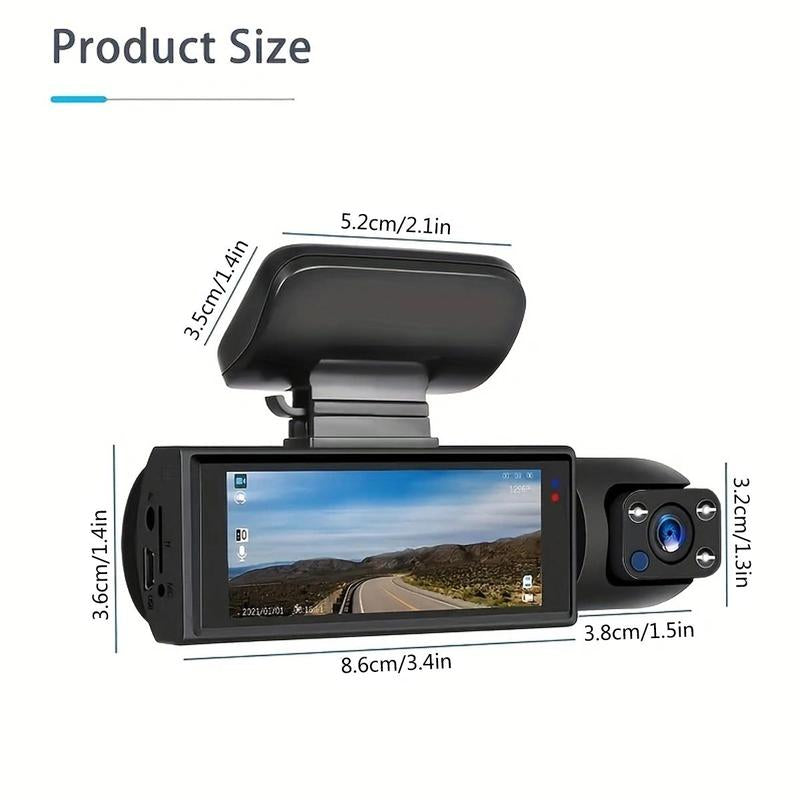 1080P Dual Recording Car DVR Camera, Dash Cam with 64GB Memory Card, Wide Angle Car Dash Camera with 3.16 Inch IPS Screen, Video Surveillance, Jerl Dash Cam, Recording Camera