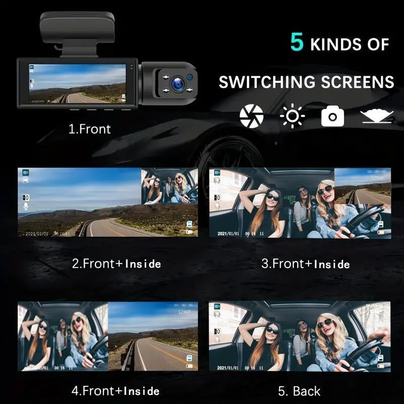 1080P Dual Recording Car DVR Camera, Dash Cam with 64GB Memory Card, Wide Angle Car Dash Camera with 3.16 Inch IPS Screen, Video Surveillance, Jerl Dash Cam, Recording Camera