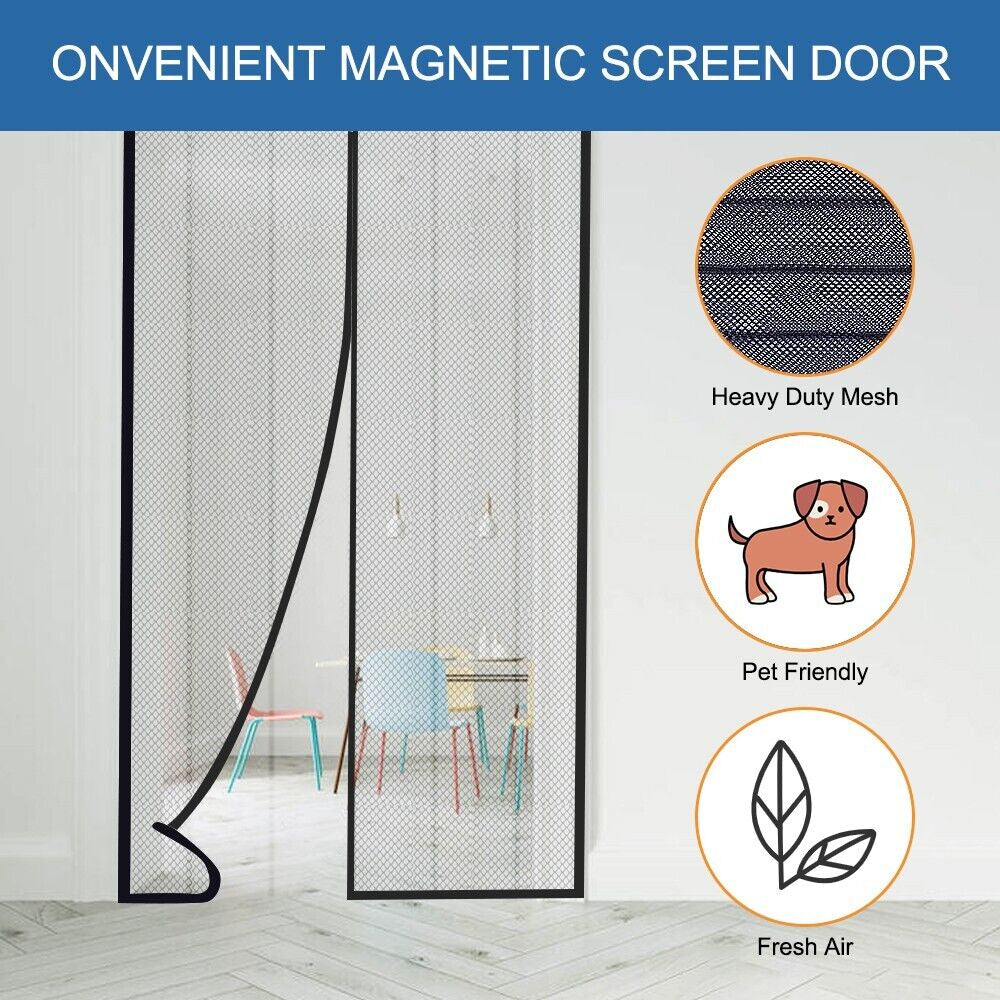 Heavy-Duty Magnetic Screen Door Mesh Curtain - Durable Mosquito Net for Hands-Free Access