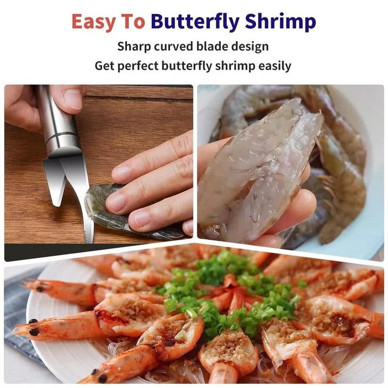 2-PCS Stainless Steel Shrimp Line Knife Clean Intestines Dissect Fish Belly Remove Small Tools Open Back Tip Peeling