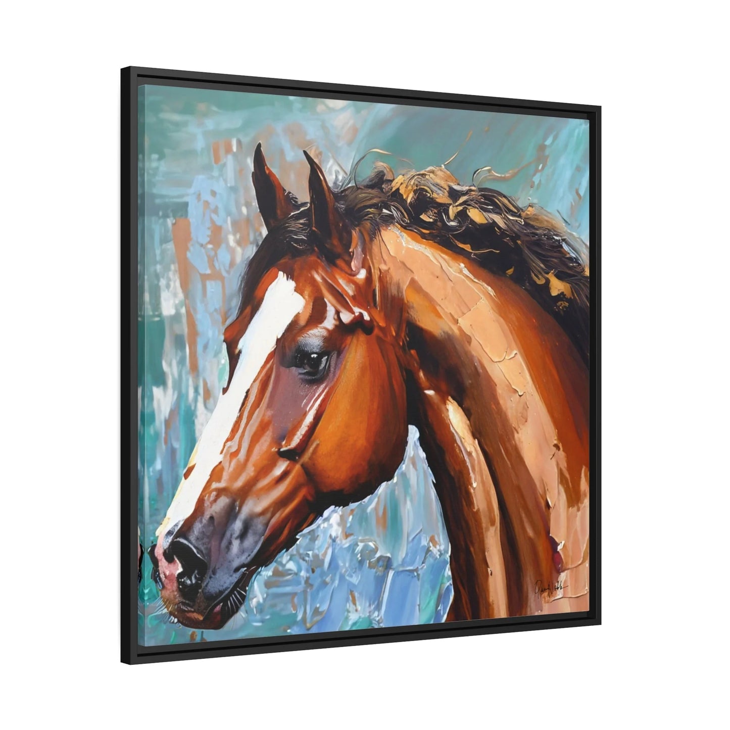 Brown Stallion Portrait Canvas Wall Art by Queennoble