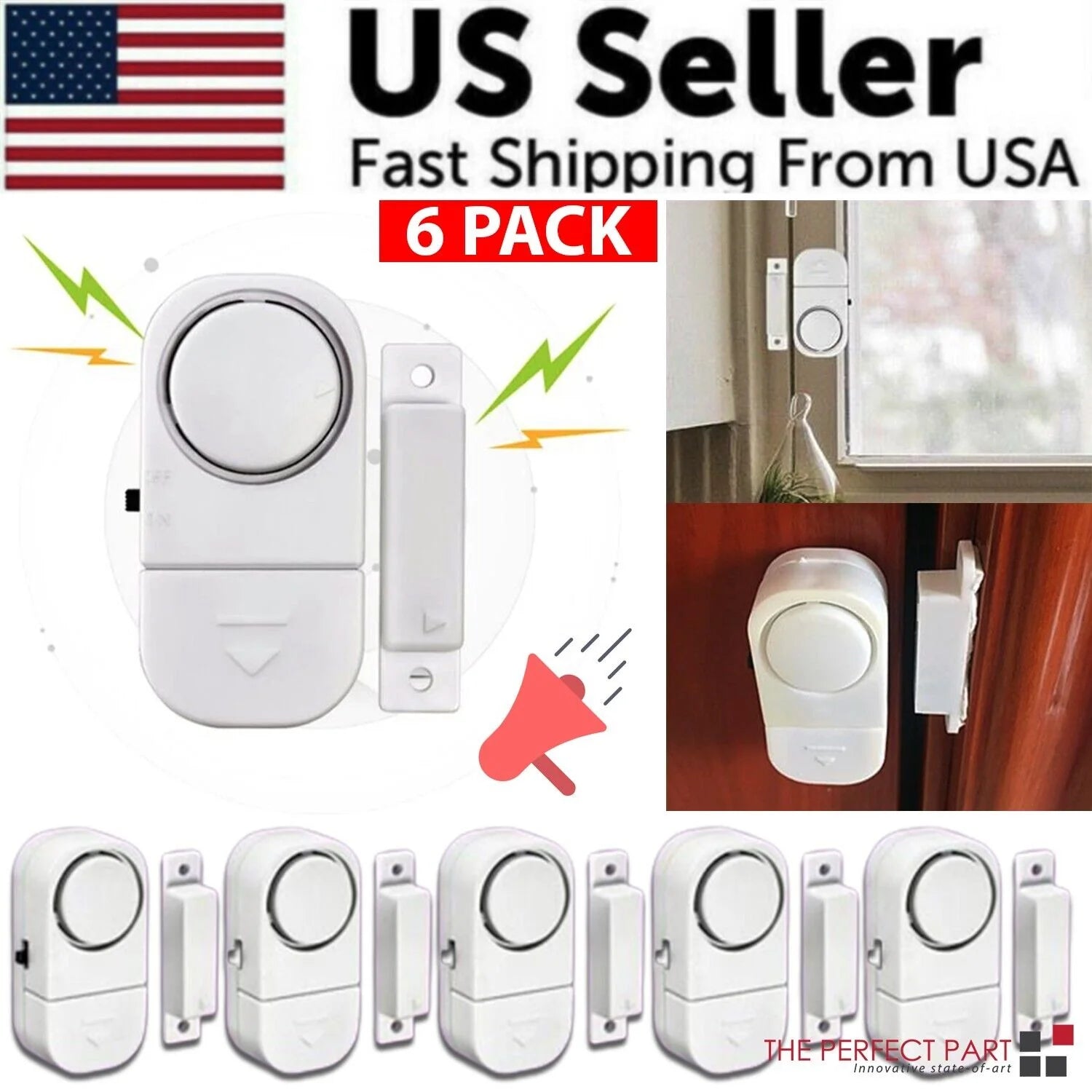 6-Piece Wireless Home Window and Door Burglar Security Alarm System with Magnetic Sensors
