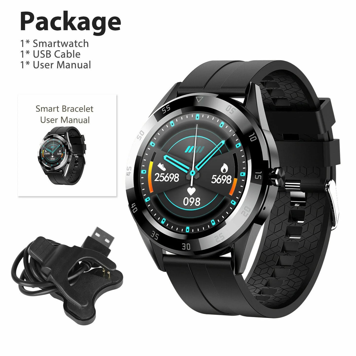 Waterproof Bluetooth Smartwatch with Heart Rate Monitoring for iOS and Android
