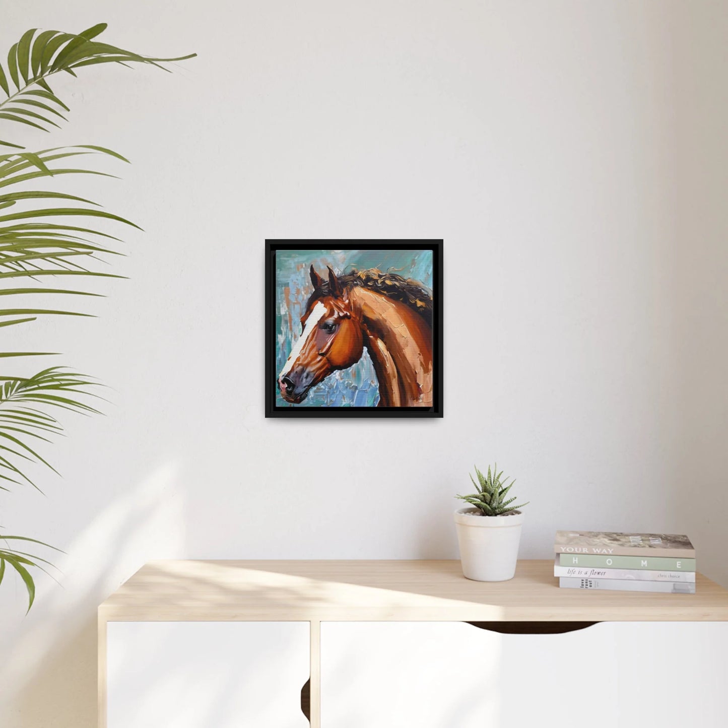 Brown Stallion Portrait Canvas Wall Art by Queennoble