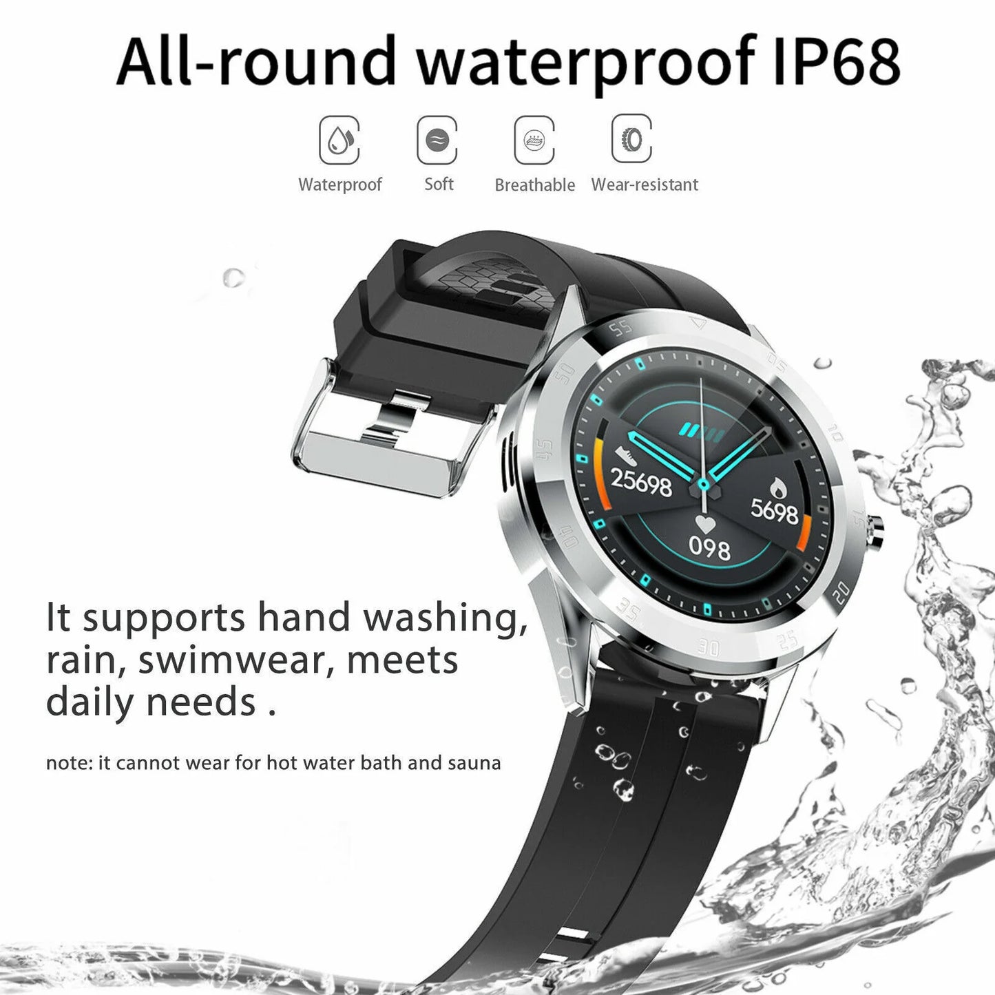 Waterproof Bluetooth Smartwatch with Heart Rate Monitoring for iOS and Android