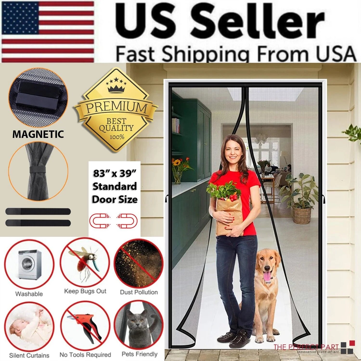 Heavy-Duty Magnetic Screen Door Mesh Curtain - Durable Mosquito Net for Hands-Free Access