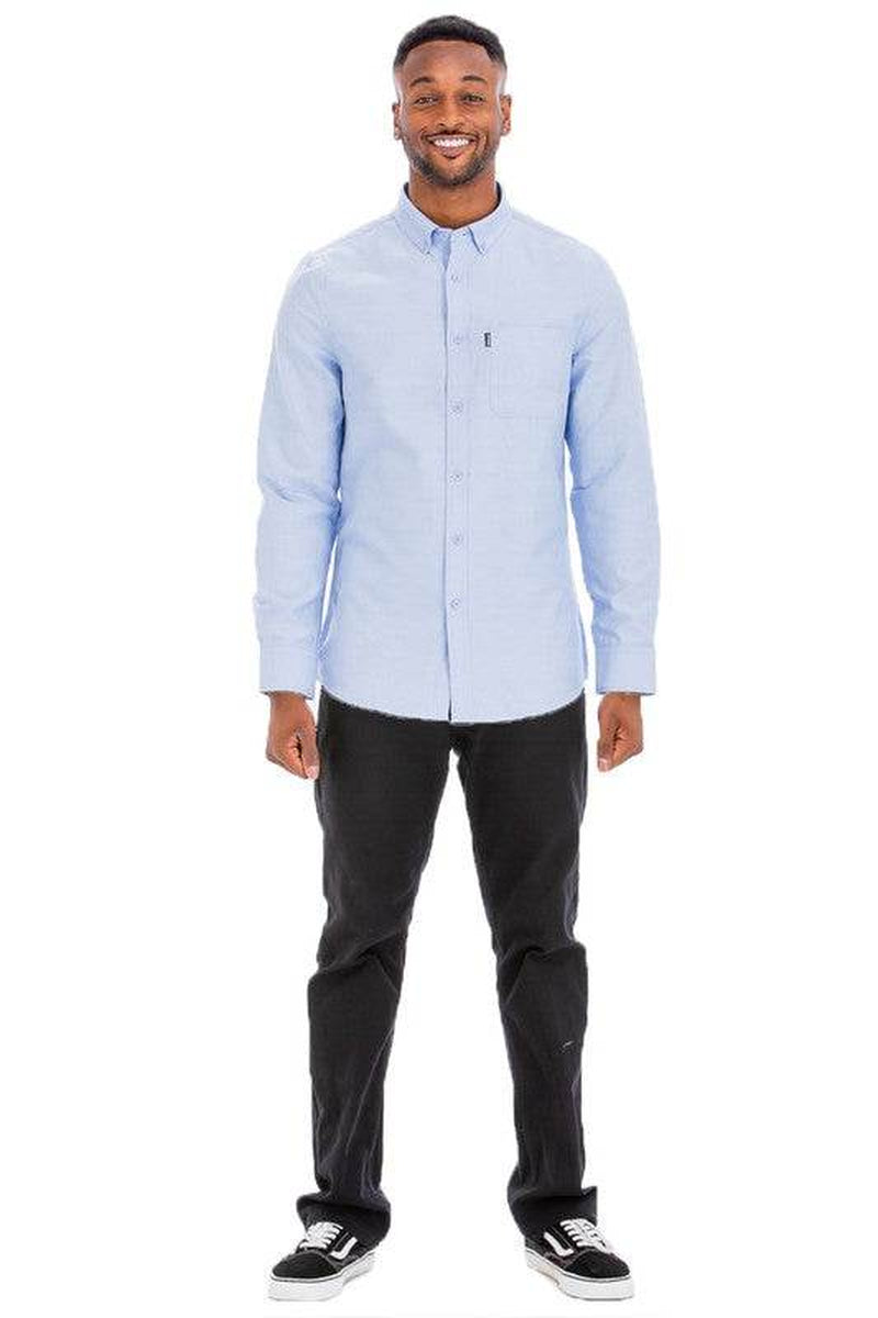 Men's Solid Long Sleeve Button-Down Shirt