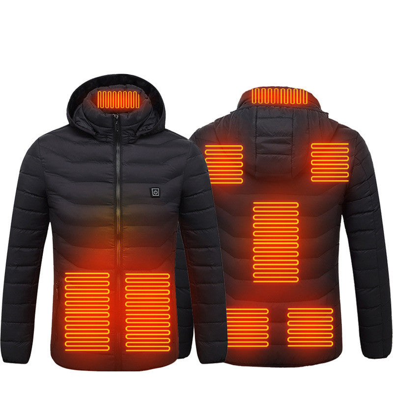 Stay Warm on the Slopes with Our Men's Heated Puffer Jacket - Insulated, Hooded, and Ready for Adventure!