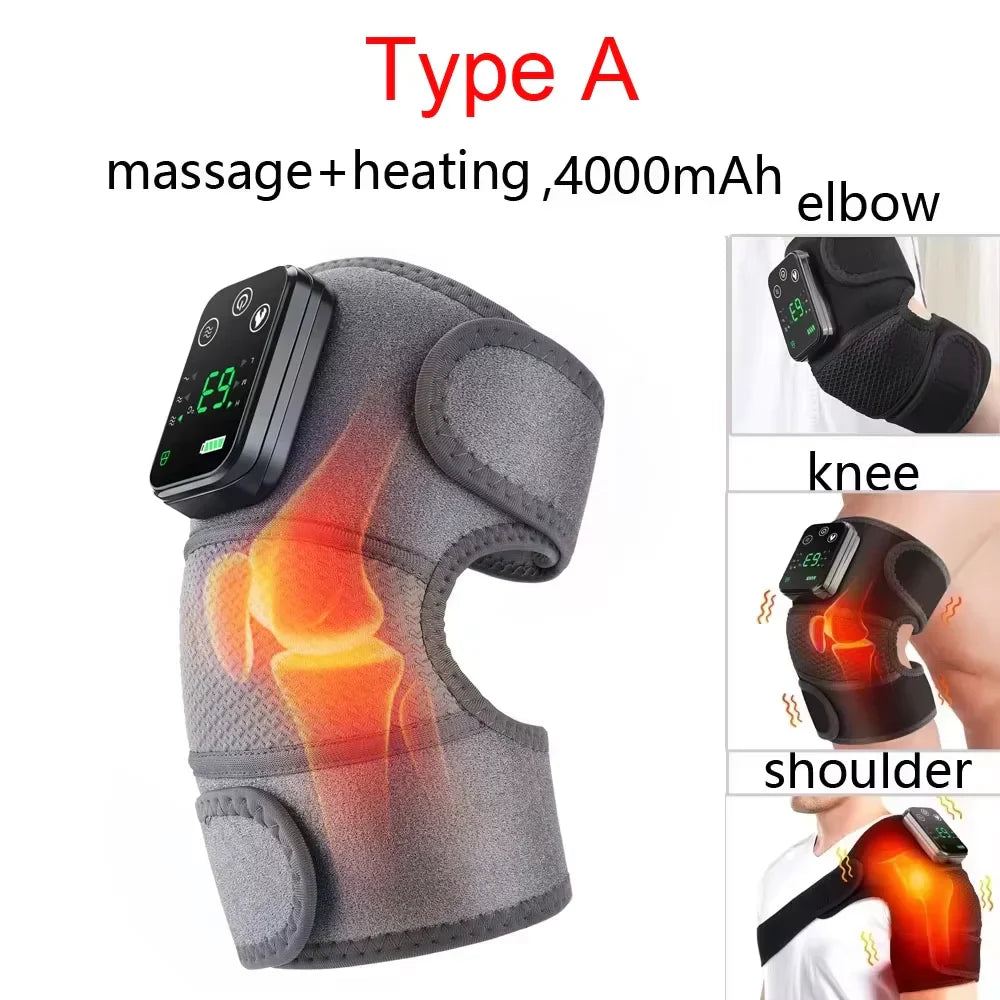 Electric Heated Vibration Knee Massage Physiotherapy Pad - 3-in-1 Massager for Shoulder and Elbow Pain Relief with Hot Compress Function
