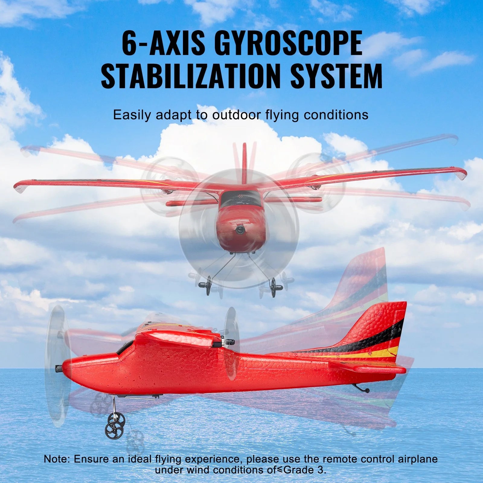 VEVOR EPP Foam RC Airplane with 2.4 GHz Remote Control and Dual Battery Pack