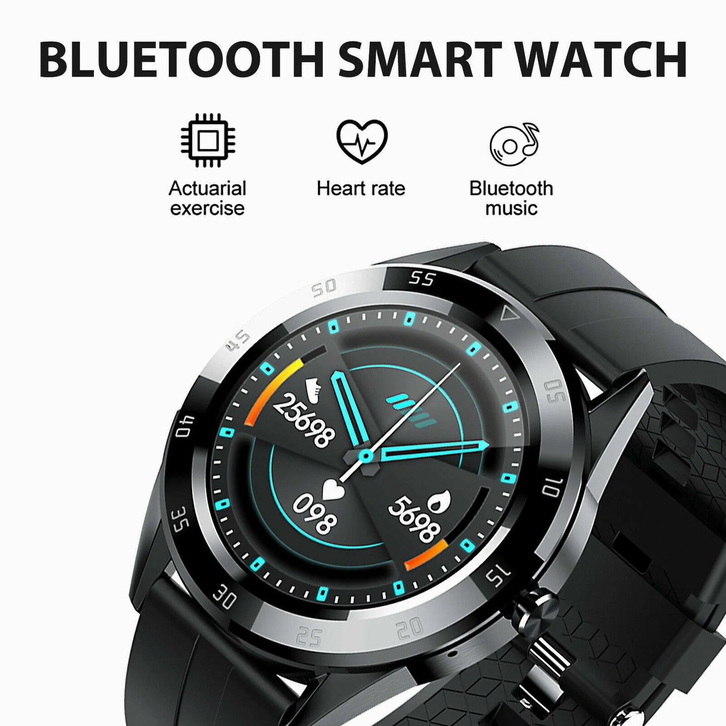 Waterproof Bluetooth Smartwatch with Heart Rate Monitoring for iOS and Android