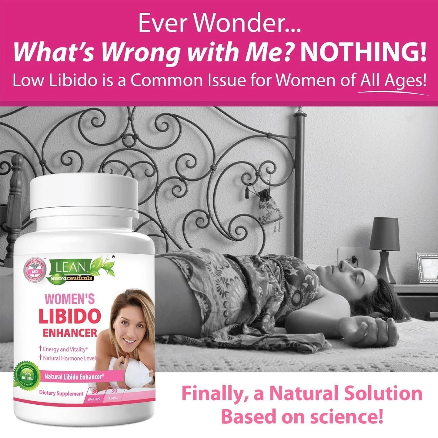 Women's Libido Enhancement Supplement with Maca Root, Fenugreek, Tongkat Ali, and Horny Goat Weed - Energy, Hormonal Balance, Mood Support, and Menopause Relief - 30 Capsules