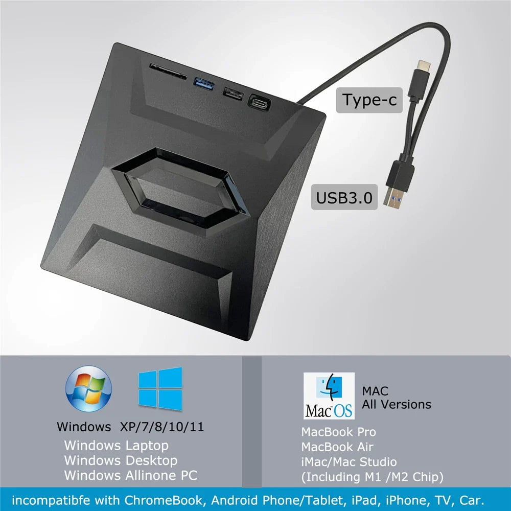 External USB 3.0 CD/DVD Writer and Player for Windows 11/10 PC and Laptop