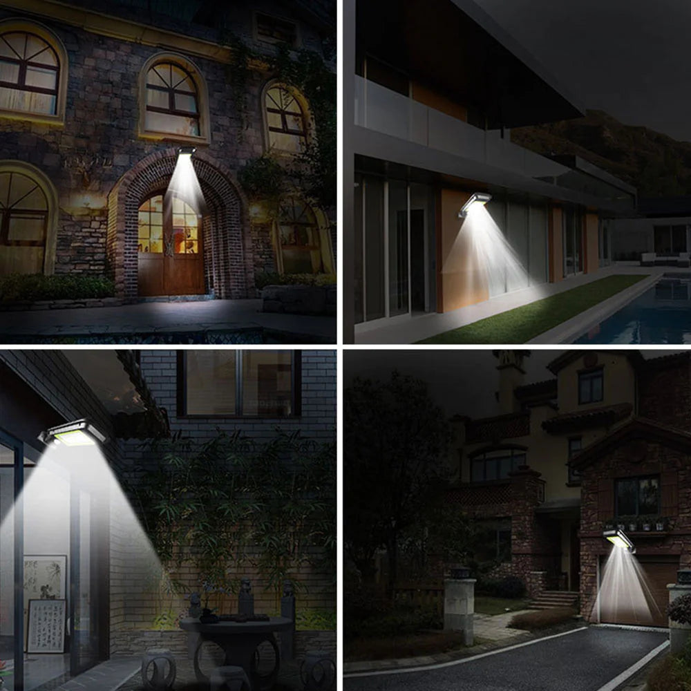 LED Solar Street Light with Remote Control, COB Technology, PIR Motion Sensor, IP65 Waterproof Outdoor Wall Lamp