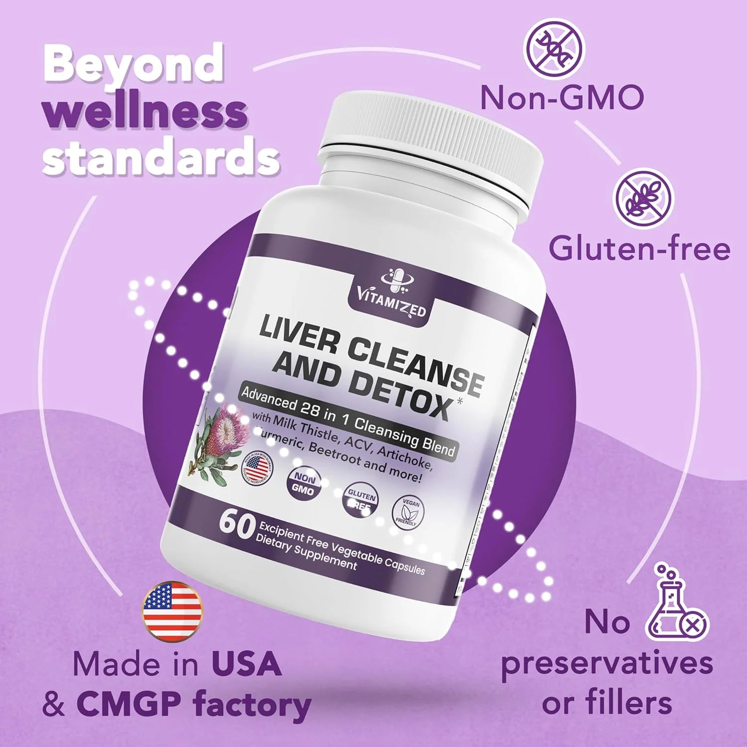 Liver Health Supplement - Advanced Detox Formula with Milk Thistle, Artichoke Extract, Dandelion, and Apple Cider Vinegar