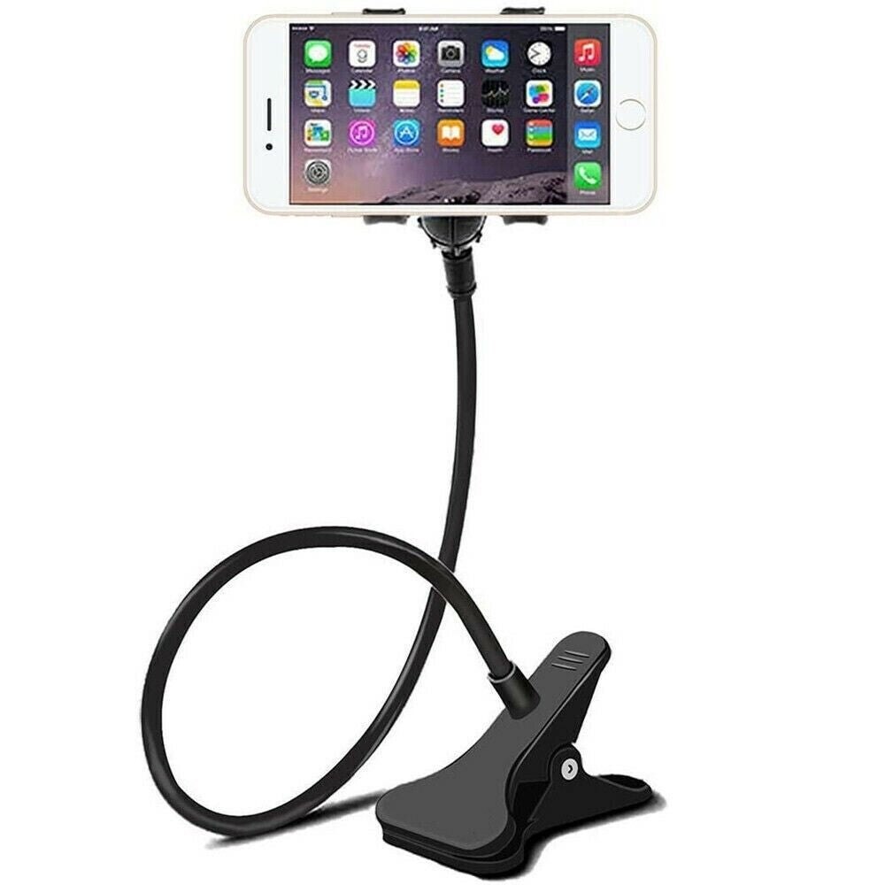 Universal Flexible Gooseneck Stand Holder for Mobile Phones with Clip for Bed, Desk, and Table Use