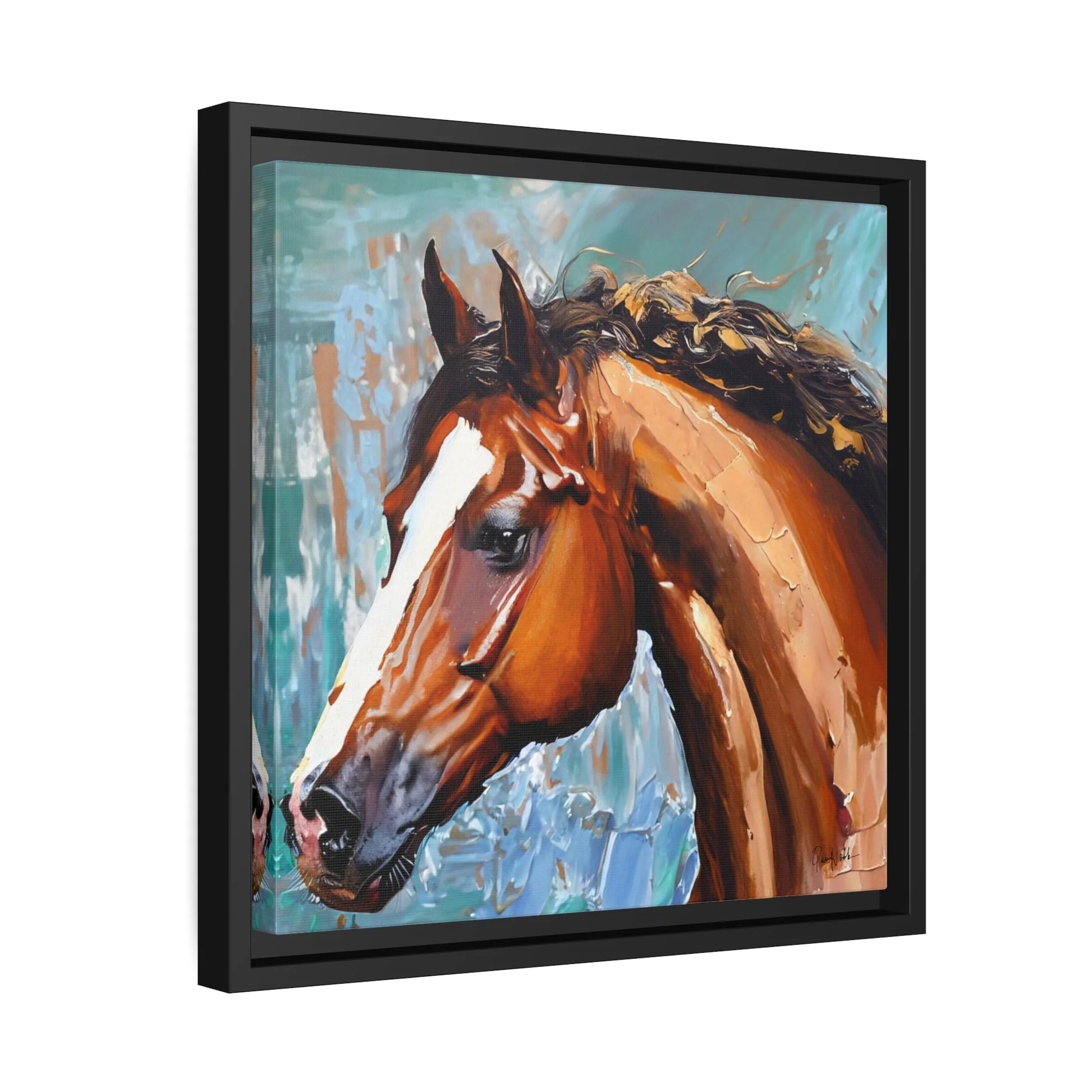 Brown Stallion Portrait Canvas Wall Art by Queennoble