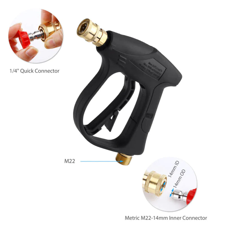 1/4" High Pressure Washer Gun - 4000 PSI Foam Spray Wand with Nozzle for Car Washing