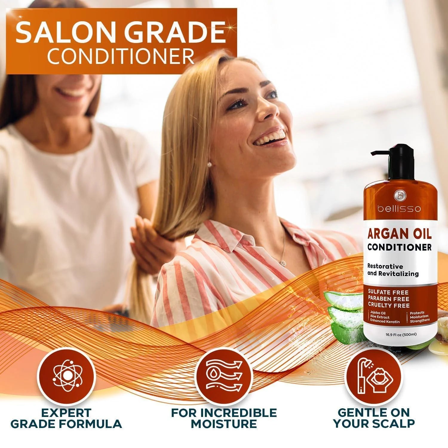 Sulfate-Free Argan Oil Conditioner with No Parabens, Enriched with Moroccan Botanicals