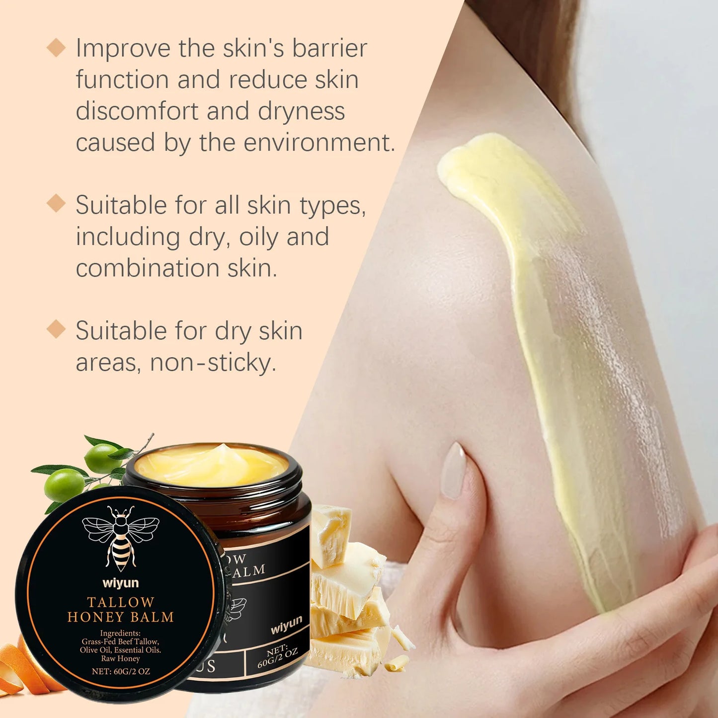 Beef Tallow Cream for Dark Spot Removal, Melanin Brightening, Firming, Tightening, and Moisturizing Body Lotion