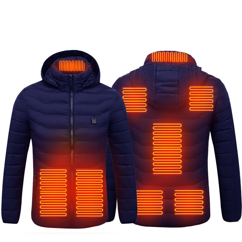 Stay Warm on the Slopes with Our Men's Heated Puffer Jacket - Insulated, Hooded, and Ready for Adventure!
