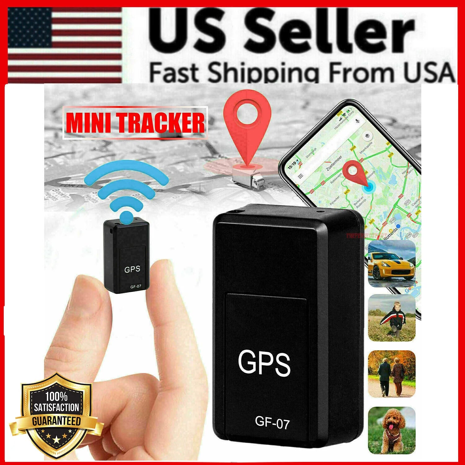 GF07 Mini Magnetic GPS Tracker - Real-Time Vehicle Locator for Cars and Trucks (GSM/GPRS, USA)