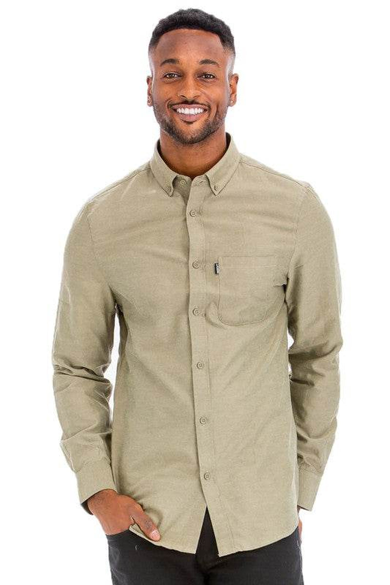 Men's Solid Long Sleeve Button-Down Shirt