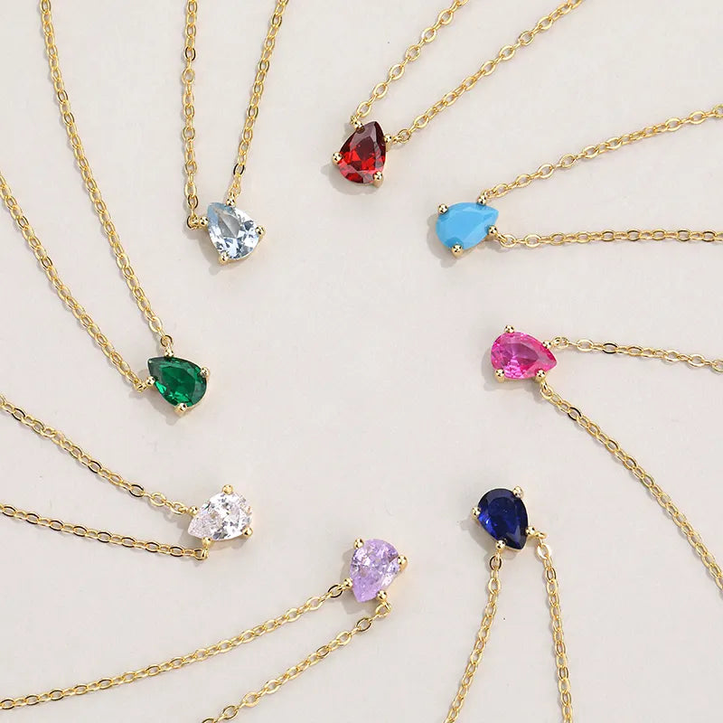 Blue Sapphire Teardrop Pendant Necklace