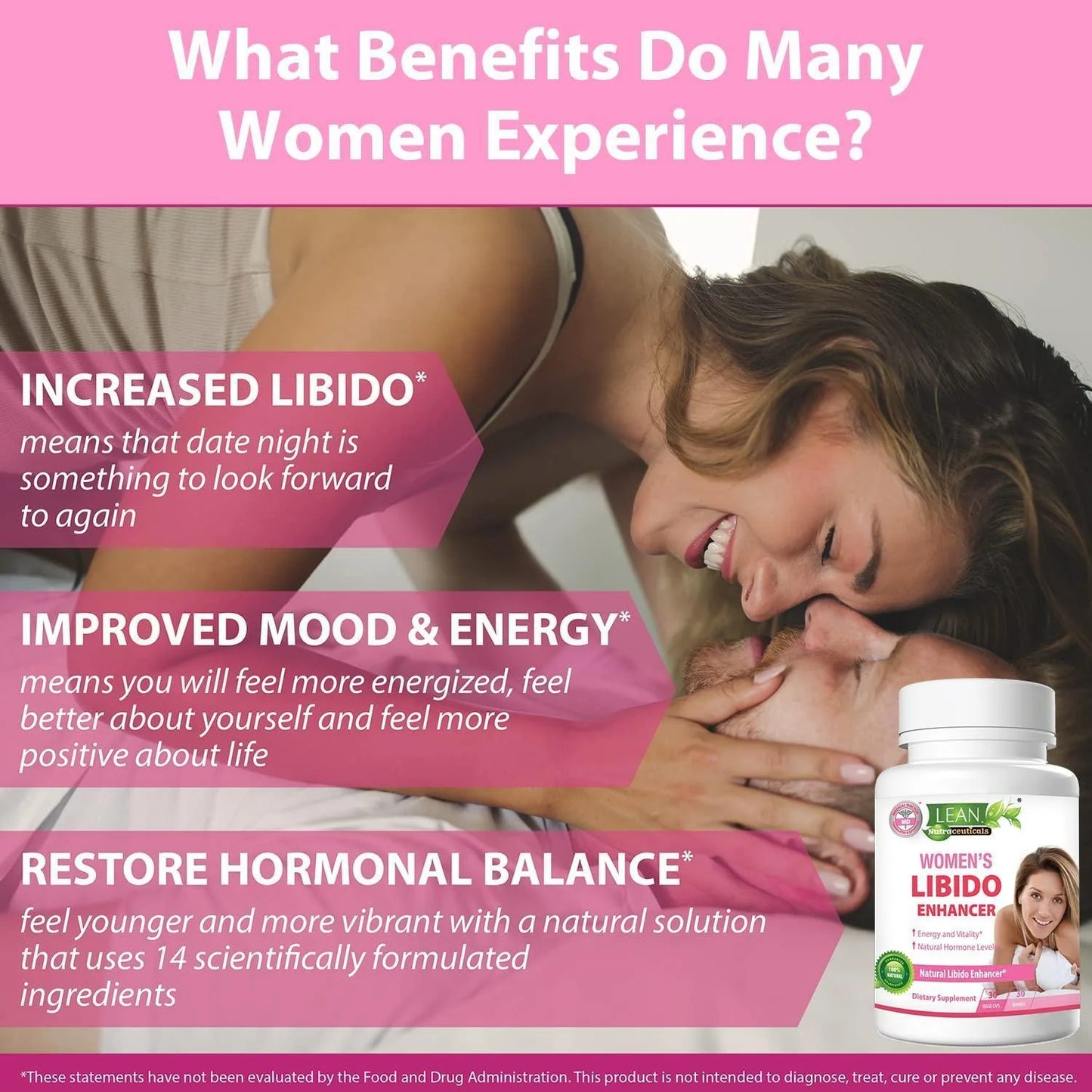 Women's Libido Enhancement Supplement with Maca Root, Fenugreek, Tongkat Ali, and Horny Goat Weed - Energy, Hormonal Balance, Mood Support, and Menopause Relief - 30 Capsules