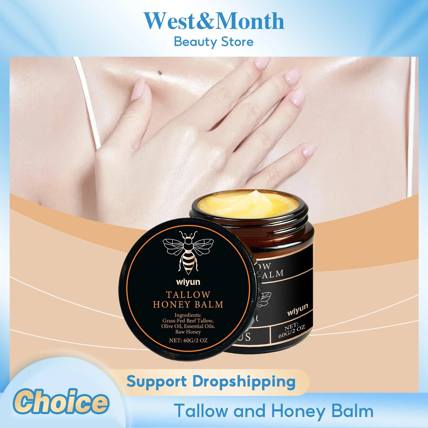 Beef Tallow Cream for Dark Spot Removal, Melanin Brightening, Firming, Tightening, and Moisturizing Body Lotion