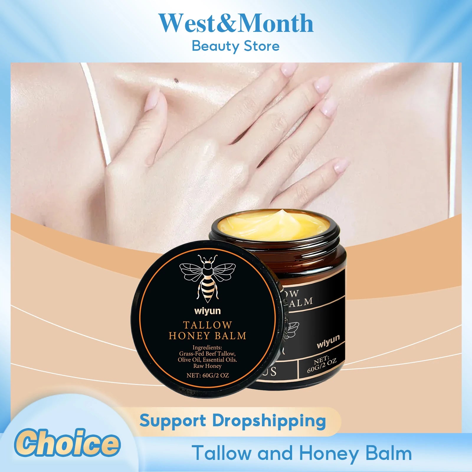 Beef Tallow Cream for Dark Spot Removal, Melanin Brightening, Firming, Tightening, and Moisturizing Body Lotion