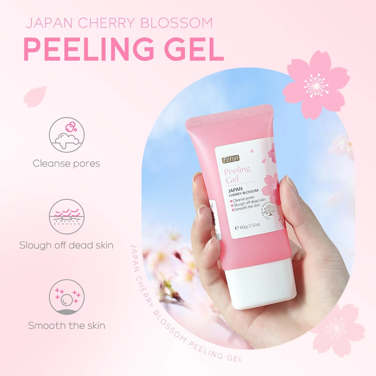 Sakura Deep Cleansing Exfoliating Gel for Skin Whitening and Moisturization - 60g Facial Scrub