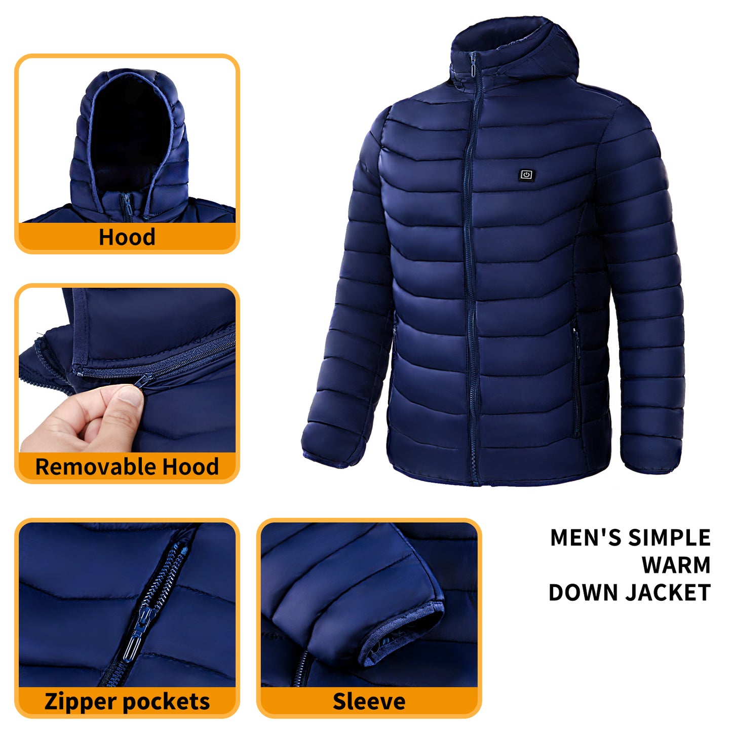 Stay Warm on the Slopes with Our Men's Heated Puffer Jacket - Insulated, Hooded, and Ready for Adventure!
