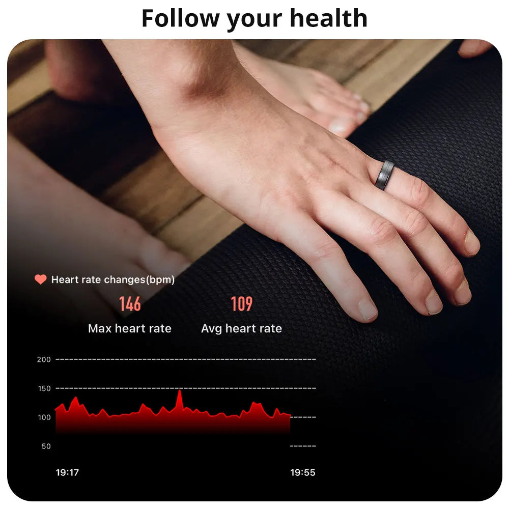 R06 Smart Ring for Men and Women - Heart Rate and Blood Oxygen Monitoring, IP68 & 5ATM Waterproof, Multi-Sport Mode
