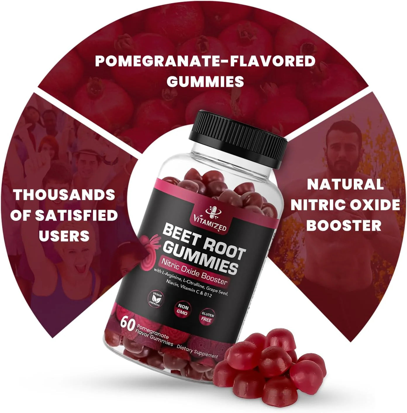 Vitamized Beetroot Gummies 1000mg - Nitric Oxide Support Supplement