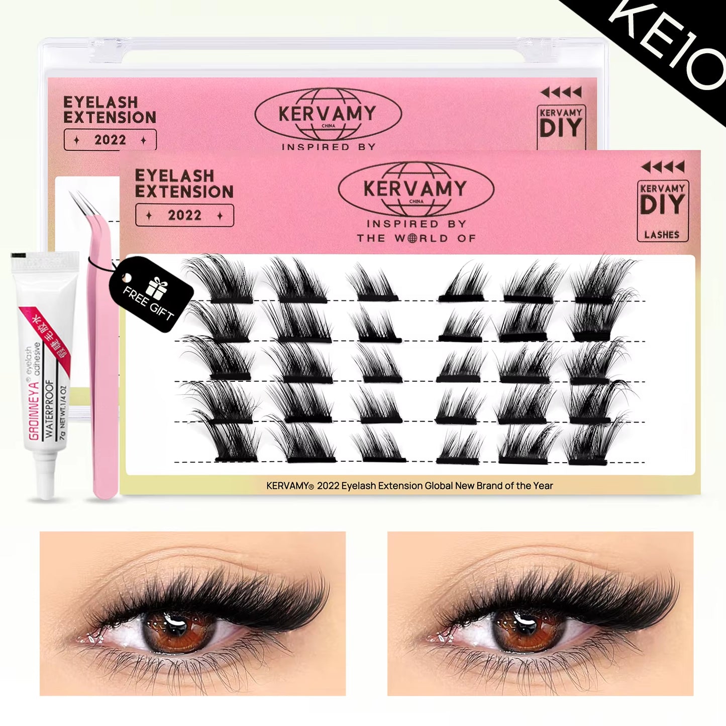 Eyelashes Extension Set Individual Lashes Natural Wispy Lashes Clusters Fluffy Kit Extension with Tweezers and Glue
