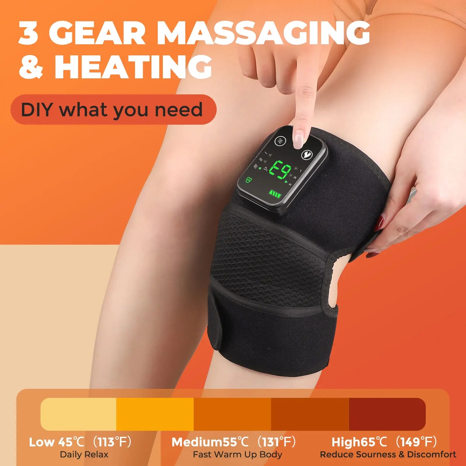 Electric Heated Vibration Knee Massage Physiotherapy Pad - 3-in-1 Massager for Shoulder and Elbow Pain Relief with Hot Compress Function