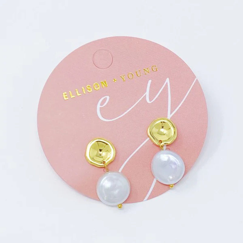 Golden Shell Pearl Dangle Earrings