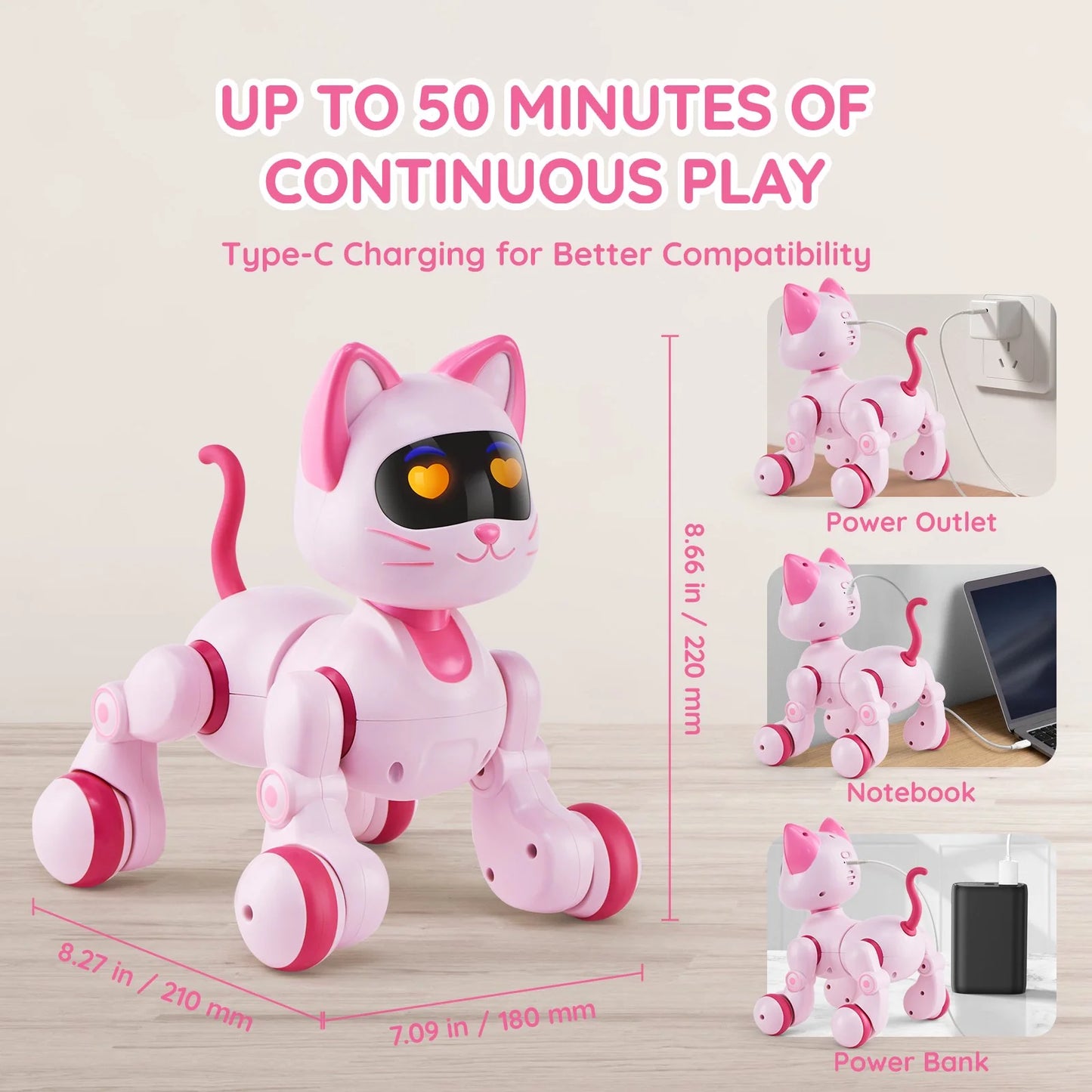 VEVOR Programmable Remote-Controlled Talking and Dancing Robot Cat Toy for Children