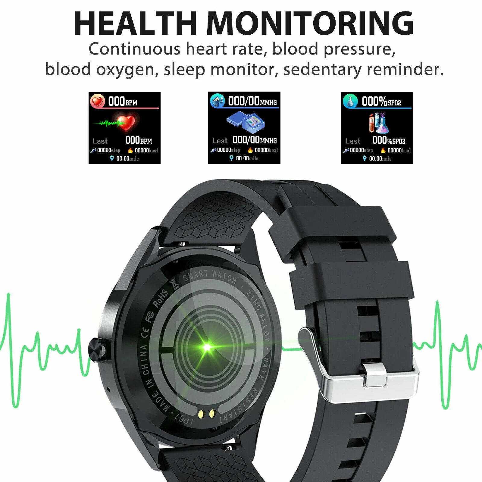 Waterproof Bluetooth Smartwatch with Heart Rate Monitoring for iOS and Android