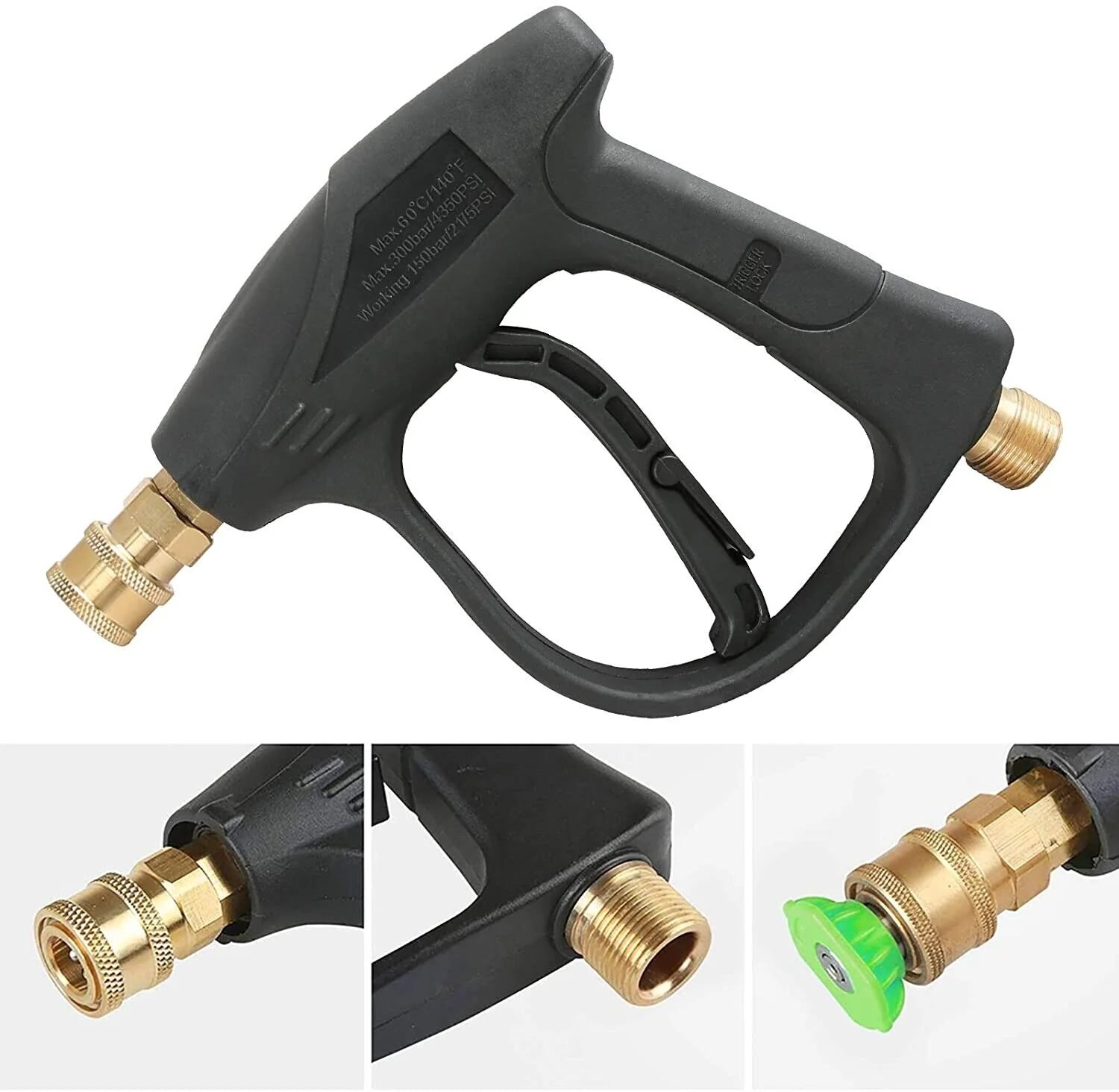 1/4" High Pressure Washer Gun - 4000 PSI Foam Spray Wand with Nozzle for Car Washing