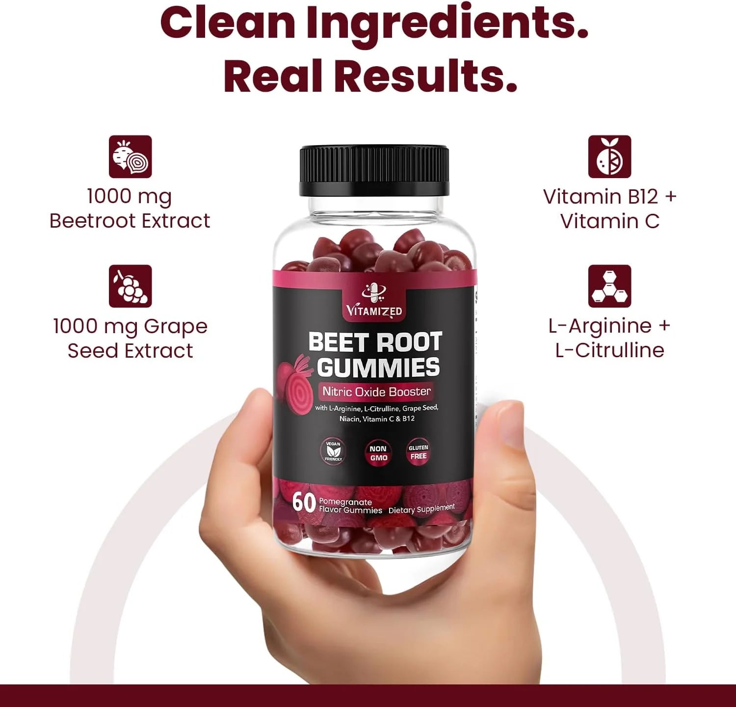 Vitamized Beetroot Gummies 1000mg - Nitric Oxide Support Supplement
