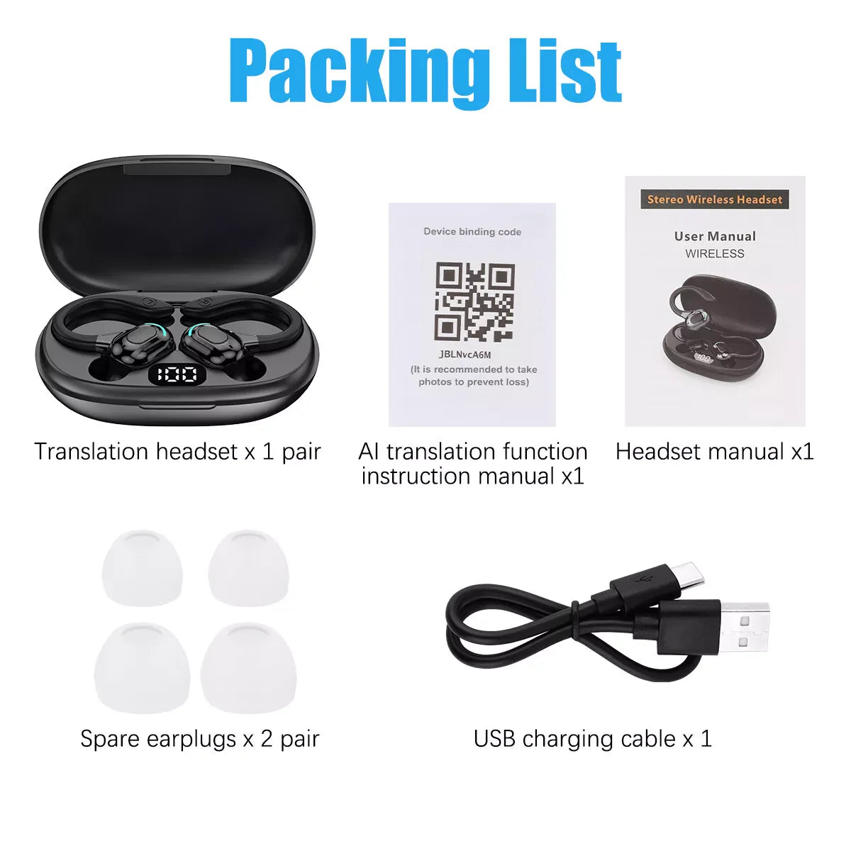 Professional Translation Earbuds with Real-Time Online and Offline Support for 144 Languages
