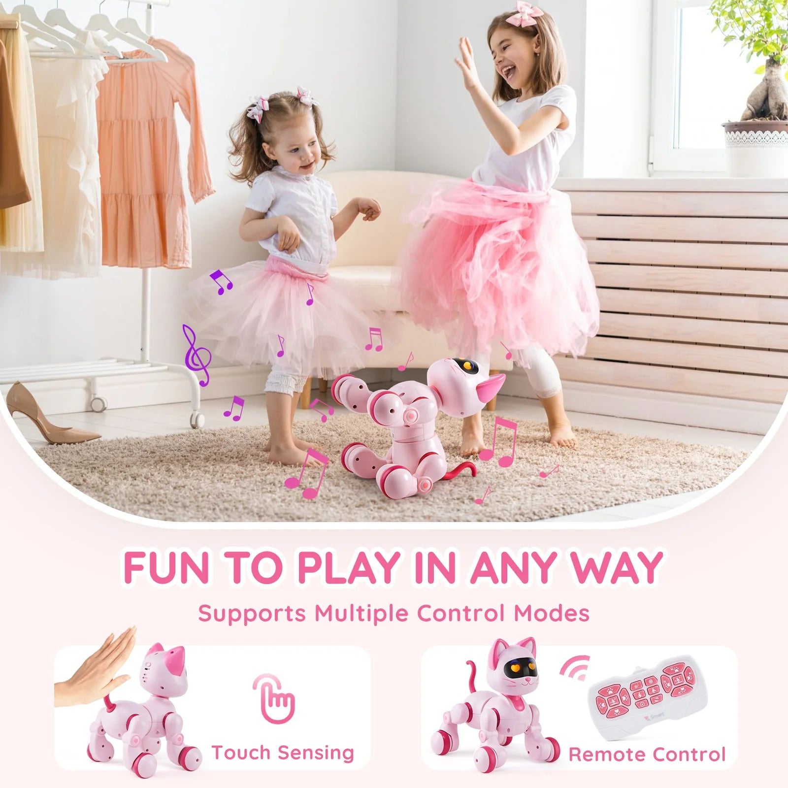 VEVOR Programmable Remote-Controlled Talking and Dancing Robot Cat Toy for Children